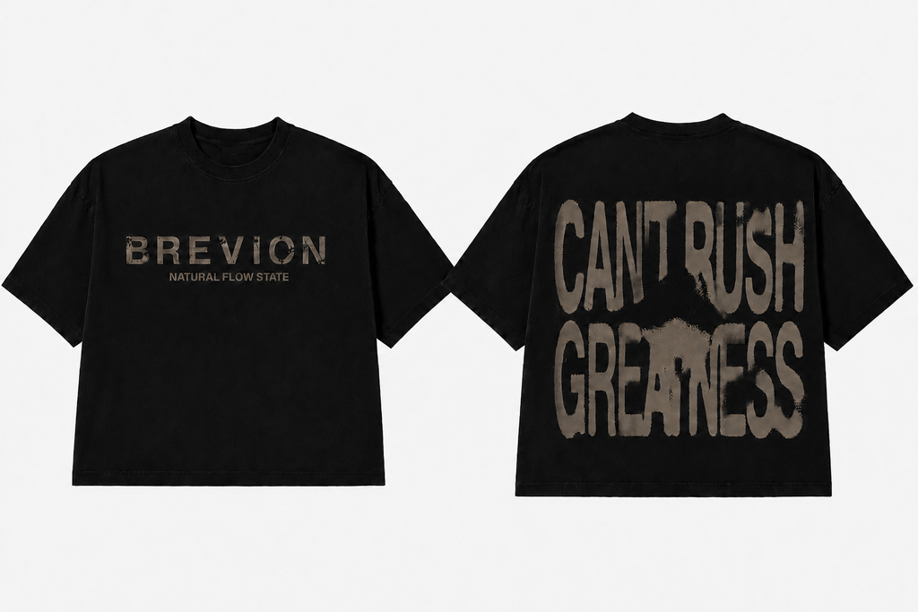 Brevion “Can’t Rush Greatness” Tee — Black